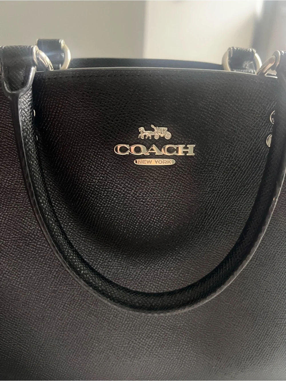 Coach Black Leather Dome Satchel with Shoulder Strap